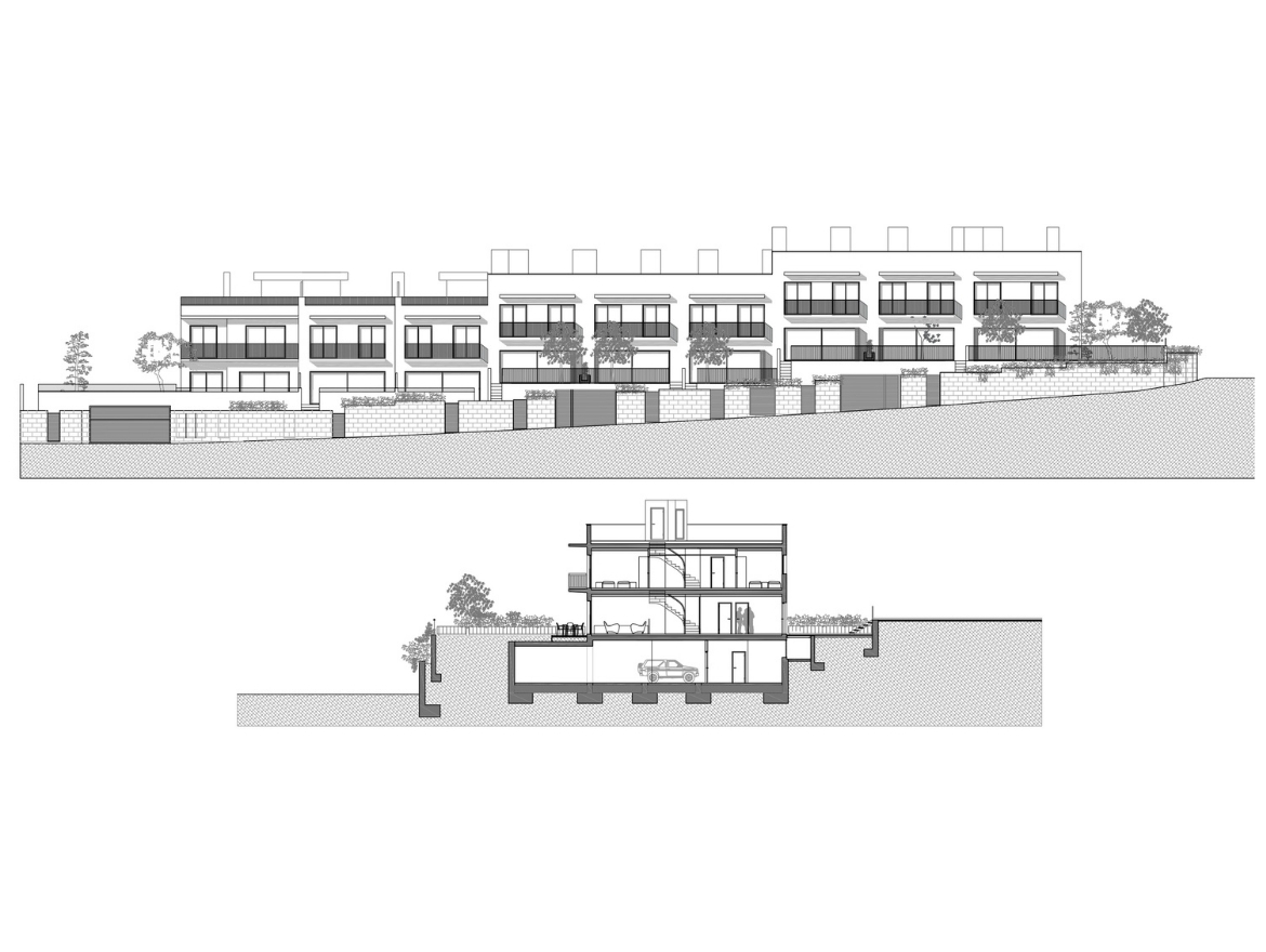 Oriol Pujol Mata, arquitecte. 9 habitatges unifamiliars en filera a Sitges