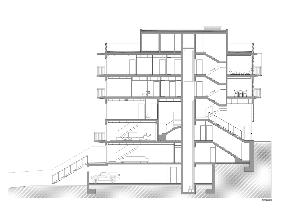 Oriol Pujol Mata, arquitecte. Edifici plurifamiliar de 3 habitatges local comercial i aparcament Mare de Deu del Coll